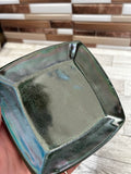 Green Iridescent Ceramic 4" Diameter Square Plate