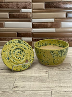 Green Splatterware Ceramic Planter with Detached Base