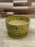 Green Splatterware Ceramic Planter with Detached Base