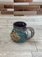 7 oz Blue Hydrangea Marbled Whale Ceramic Mug