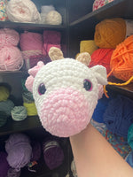 Sleeping Strawberry Cow Crochet Plushie