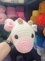 Sleeping Strawberry Cow Crochet Plushie