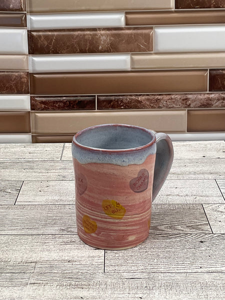 6 oz Pink and White Marbled Conversation Heart Mug
