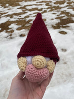 Maroon Gnome Crochet Plush with Pink Heart