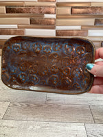 Blue/ Brown Skull Ceramic Small Plate/ Trinket Tray