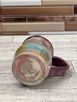 8 oz Blue/Pink Marbled Conversation Heart Mug with Purple Glaze
