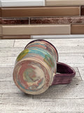 8 oz Blue/Pink Marbled Conversation Heart Mug with Purple Glaze